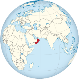 Oman on the globe (Afro-Eurasia centered)