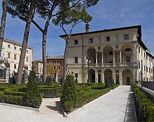 Loggia and gardens of Palazzo Vincentini.