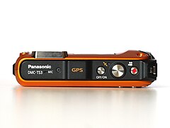 Panasonic Lumix DMC-TS3 (orange, top view).JPG