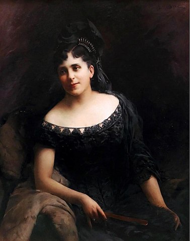 Donna con abito nero, 1895 circa