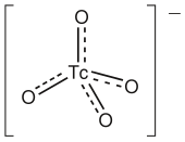 Pertechnetate is one of the most available forms of technetium. It is structurally related to permanganate. Pertechnetate1.svg