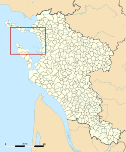 Localisation du Pertuis d'Antioche sur la côte de la Charente-Maritime.