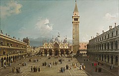 Piazza San Marco verso la Basilica (c 1735, 米国マサチューセッツ州ケンブリッジ, フォッグ美術館)