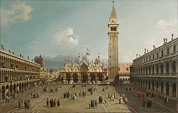 Piazza San Marco with the Basilica, by Canaletto, 1730. Fogg Art Museum, Cambridge.jpg