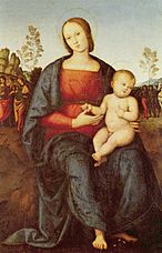 Pietro Perugino, Madonna (fin. s. XV). Óleo sobre tabla, 94 x 46 cm