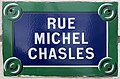 Plaque de rue de la rue Michel-Chasles