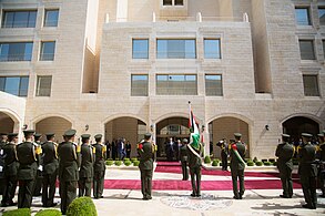 President Donald Trump participates in arrival ceremonies with President Mahmoud Abbas of the Palestinian Authority at the Presidential Palace, Tuesday, May 23, 2017, in Bethlehem. (03).jpg