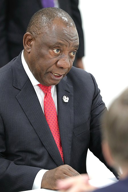 President of South Africa MC Ramaphosa speaks to Russian President (28 June 2019).jpg