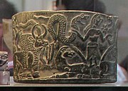 Chlorite vessel with mythological scenes, Early Dynastic III, 2600-2300 BCE; found in Ur but probably made in Iran
