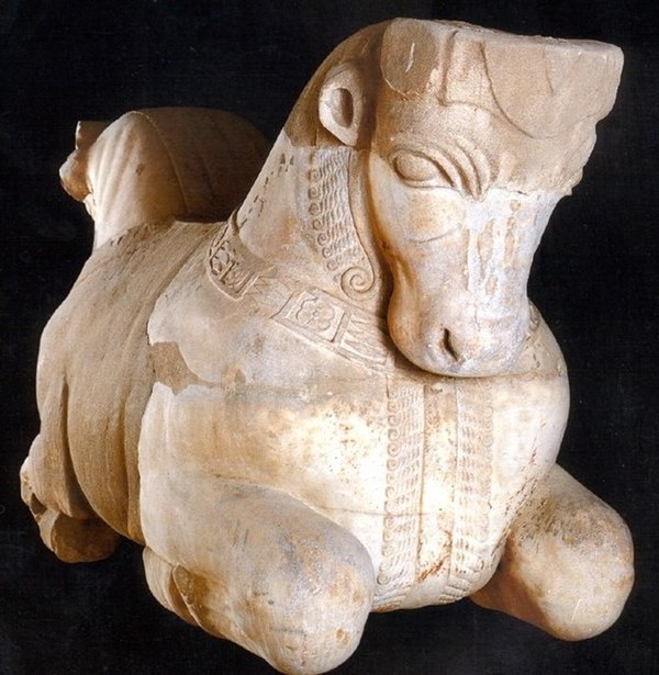 Persian style bull protome found in Sidon gives testimony of the Achaemenid rule and influence. Marble, 5th century BC