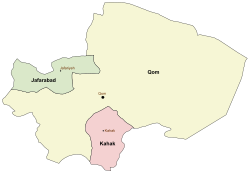Location of Qom County in Qom province