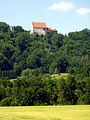 Burg aus südlicher Richtung vom Tal aus