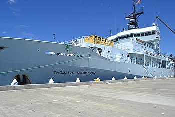 The R/V Thomas G. Thompson was used in building the OOI Regional Scale Nodes Credit: M. Elend, University of Washington Research Vessel Thomas G. Thompson in Newport.jpg