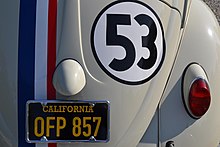 Visuale del retro di Herbie in una fedele riproduzione dell'auto originale