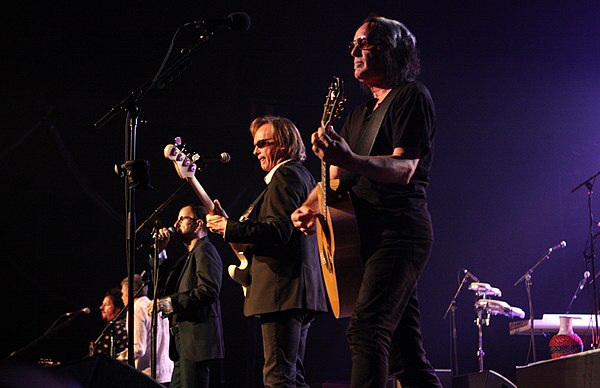 Page (middle) performing with Ringo Starr and Todd Rundgren in 2013