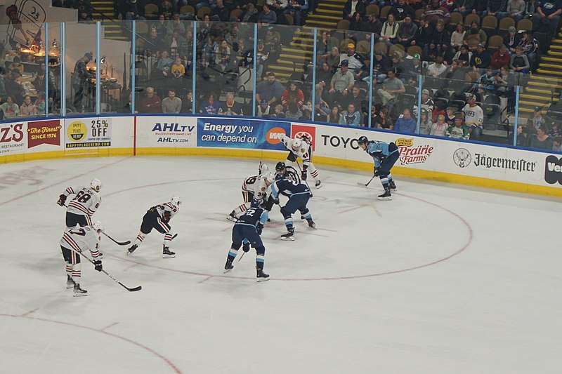 File:Rockford IceHogs vs. Milwaukee Admirals April 2023 16 (face-off).jpg