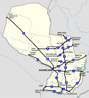 Rutas Nacionales del Paraguay.