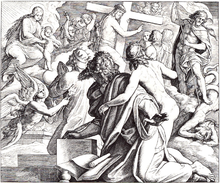 The Vision of Isaiah is depicted in this 1860 woodcut by Julius Schnorr von Karolsfeld. Schnorr von Carolsfeld Bibel in Bildern 1860 139.png
