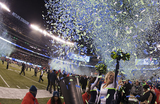 The Seattle Seahawks celebrate their Super Bowl XLVIII victory