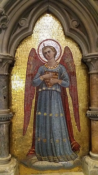 A panel of the reredos designed by Slater and made in 1860 for St Michael's, Sittingbourne, Kent