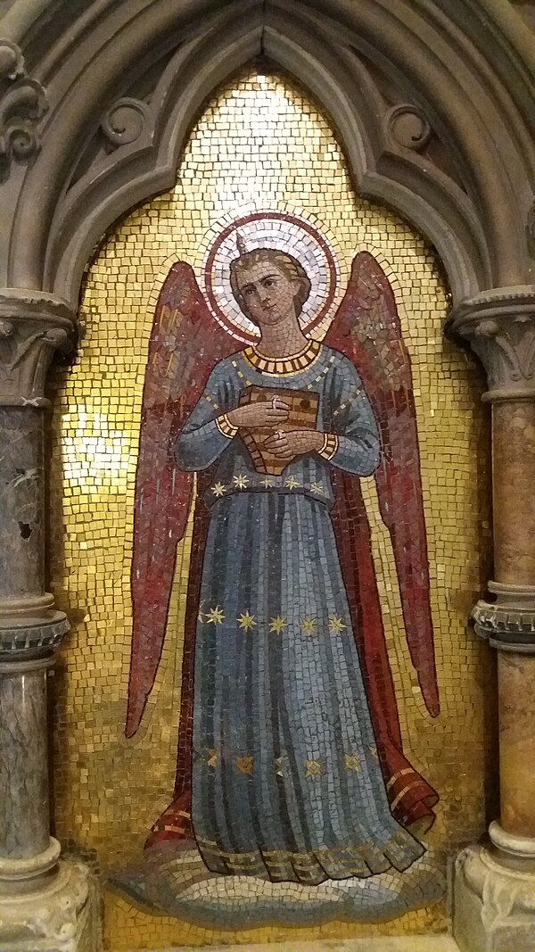 A panel of the reredos designed by Slater and made in 1860 for St Michael's, Sittingbourne, Kent