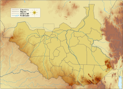 Кенамуке Kenamuke Swamp на карти Јужног Судана