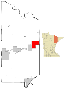 St. Louis County Minnesota Incorporated and Unincorporated areas Babbitt Highlighted.svg