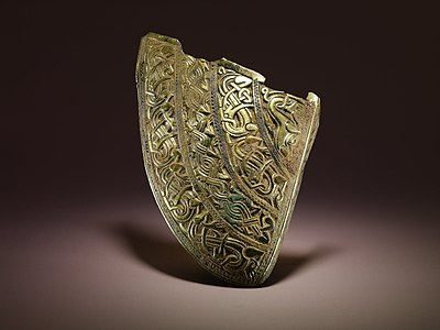 Cheek guard, helmet fragment from the Staffordshire hoard. England. 600–800.