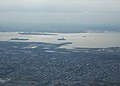 The Lady in her harbor from above Newark Airport