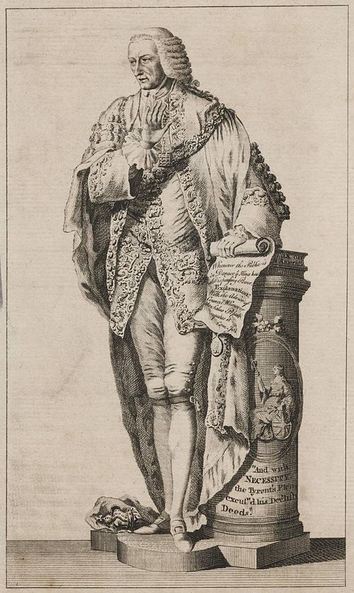 Engraving of a statue of Beckford