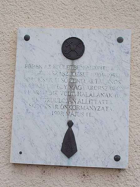 File:Szász József (1904-1988) emléktábla, Templom utca 167, 2017 Soroksár.jpg
