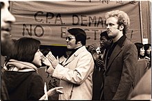 Reverend Jim Jones and bodyguard at the January 1977 rally in San Francisco's International Hotel in Chinatown TEMPLE-14.jpg