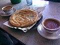 Paratha served with tea.