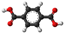 Ball-and-stick model of the terephthalic acid molecule
