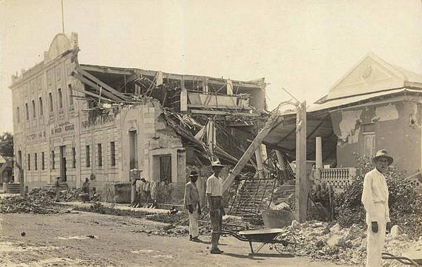 Damage caused to the "La Habanera de Infanzón y Rodríguez" building in Mayagüez