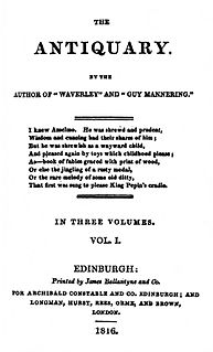 <i>The Antiquary</i> 1816 novel by Walter Scott