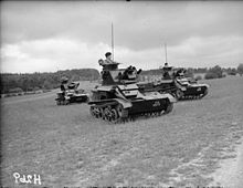 Light Tank Mk VIs of the 9th Lancers on manoeuvres at Tidworth, Wiltshire, 1938 The British Army in the United Kingdom H269.jpg