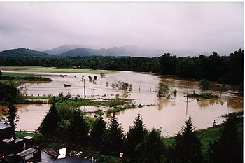 Swannanoa River flooding after Hurricane Frances, September 2004 The Great Flood.JPG