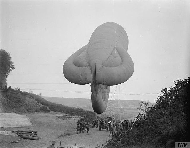 RAF Caquot kite balloon in 1918