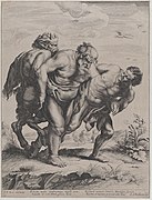 Silène ivre, appuyé sur un satyre et un faune, Schelte Adams Bolswert, d'après Rubens (vers 1625-1659)