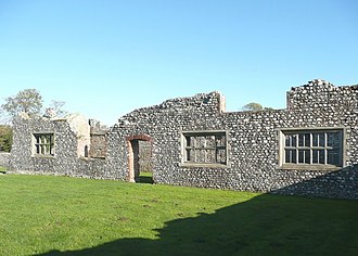 The long building in the inner court, used for wool manufacture The textile factory, Baconsthorpe Castle, Baconsthorpe - geograph.org.uk - 1043164.jpg