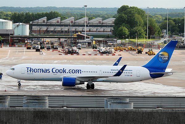 A Thomas Cook Boeing 767-300ER at Manchester Airport in 2011