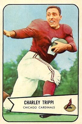 Trippi on a 1954 football card