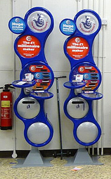 Two lottery ticket stands in a supermarket, 2009