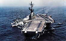 Coral Sea in 1960 following her major reconstruction USS Coral Sea (CVA-43) refueling USS Porterfield (DD-682) 1960.jpg