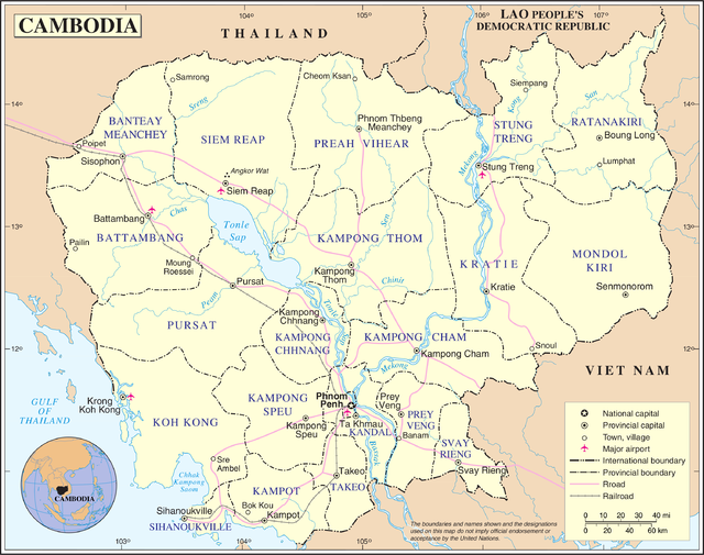 Kaart van Cambodja