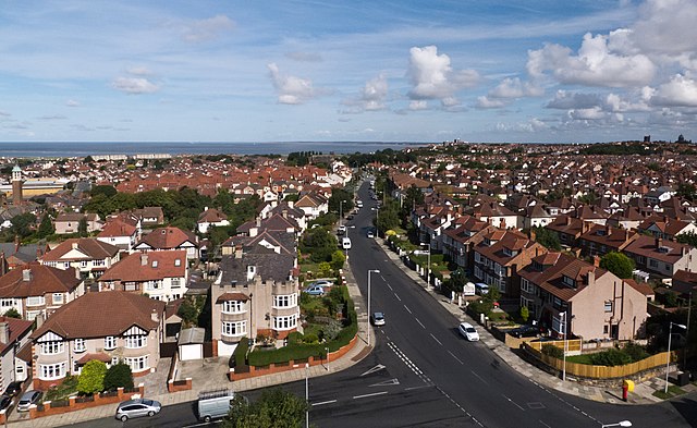 View from the top of St Hilary's Church Tower looking down Claremount Road