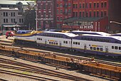 Bi-level coaches at Waterfront station West Coast Express trains at Waterfront.JPG