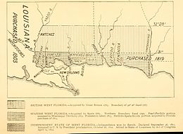 A sketch map published in 1898 showing the territorial changes of "West Florida" Westfloridaitsre00cham 0010.jpg