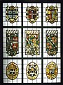 English: Stained-glass panels from Beaupré Hall